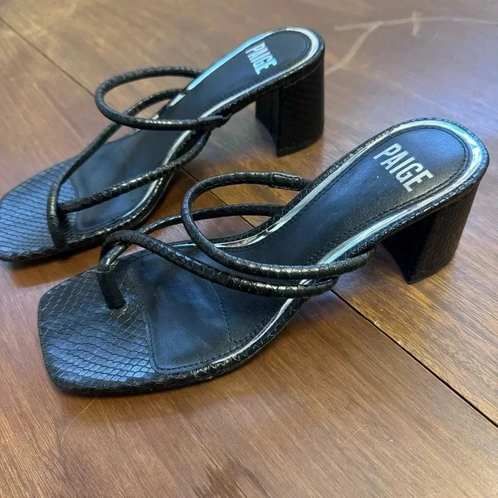 NWOT Black Paige Chunky Heel Sandal Women Size‎ 6.5